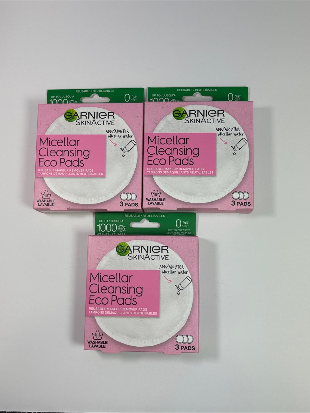 Garnier Micellar Cleansing Eco Pads 3‎ Count - 3 Packages NEW